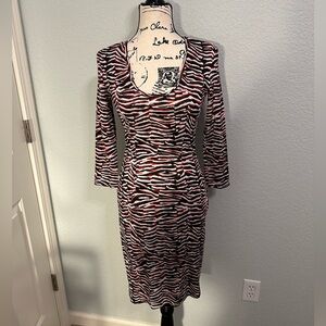 Just Cavalli Animal Print Bodycon Dress with 3/4 Sleeves size IT 40